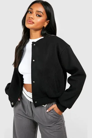 Boohoo Chaqueta Bomber Crop Efecto Lana