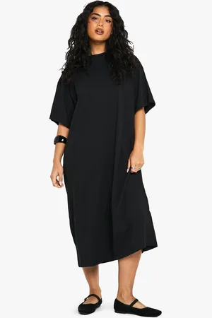 Boohoo Vestido Camiseta Midi Súper Oversize De Algodón