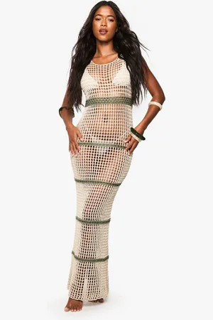 Boohoo Vestido Maxi Para La Playa De Croché Súper Suave Con Rayas