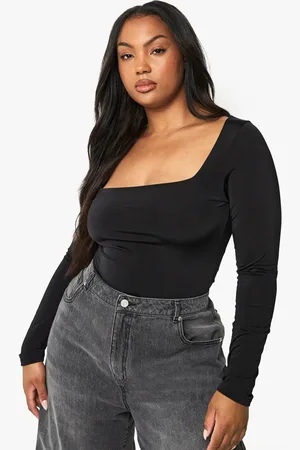 Boohoo Body Plus Ceñido De Tela Doble Con Escote Cuadrado
