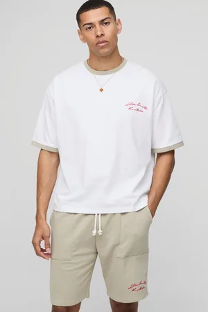 Boohoo Conjunto Oversize De Pantalón Corto Y Camiseta Con Ribetes En Los Filos