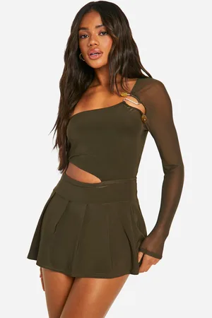 Boohoo Mono Corto Falda Pantalón Asimétrico Ceñido Con Abertura