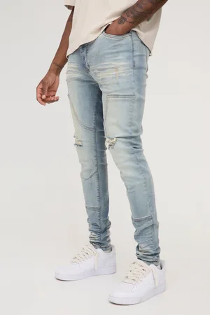 Boohoo Vaqueros Tall Sobreteñidos Pitillo Desgastados Estilo Carpintero
