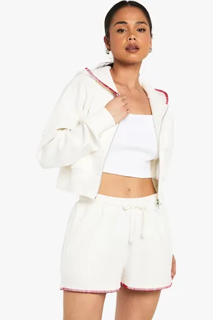Boohoo Chándal De Pantalón Corto Con Cremallera Y Costuras En Contraste
