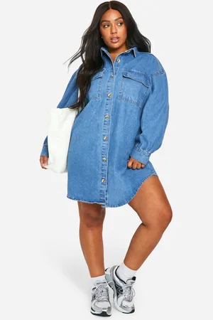 Boohoo Vestido Camisero Plus Oversize Vaquero