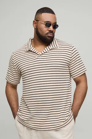 Boohoo Polo Plus Ajustado Texturizado De Rayas Con Solapas