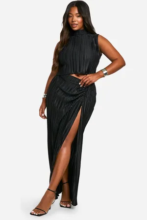 Boohoo Conjunto Coordinado Plus De Falda Maxi Fruncida Y Top Plisado