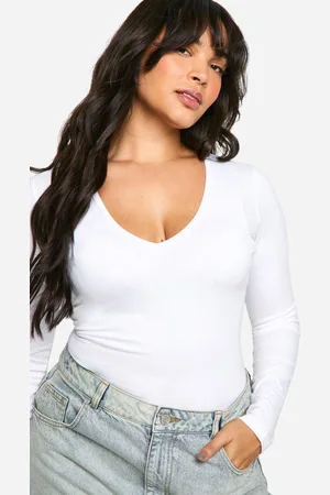 Boohoo Body Plus De Algodón Y Manga Larga Escotado