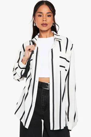 Boohoo Camisa Holgada De Rayas Martilladas Monocromáticas