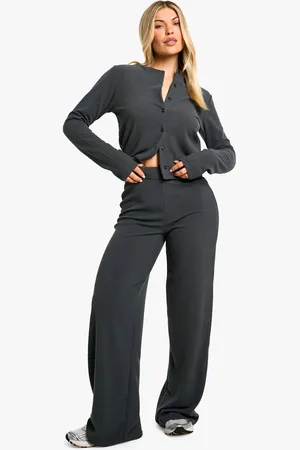 Boohoo Conjunto Coordinado De Pantalón De Pernera Ancha Y Cárdigan De Canalé