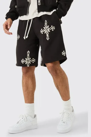 Boohoo Pantalón Corto Oversize De Largo Medio Con Estampado De Cruces