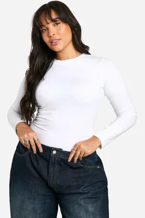 Boohoo Body Plus De Algodón Y Manga Larga Con Cuello De Caja