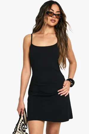 Boohoo Vestido Mini Evasé De Algodón Con Tirantes
