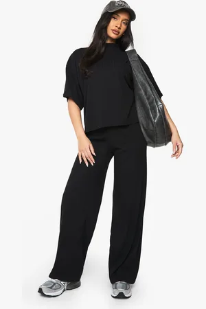 Boohoo Conjunto De Pantalón De Pernera Ancha Y Top Oversize De Canalé