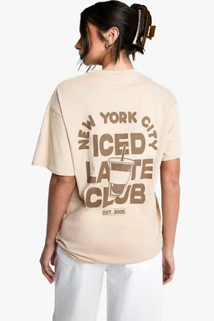 Boohoo Camiseta Oversize Con Estampado Gráfico Iced Latte