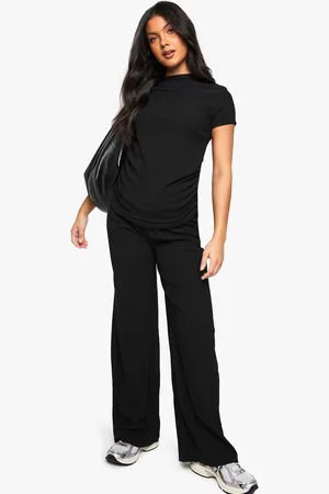 Boohoo Conjunto Coordinado Premamá De Pantalón De Pernera Ancha Y Camiseta Con Lateral Fruncido