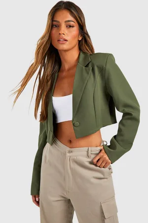 Boohoo Americana Crop Básica De Tela Con Botón