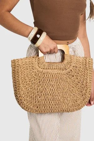 Boohoo Bolso De Mano De Rafia Con Asa Cuadrada