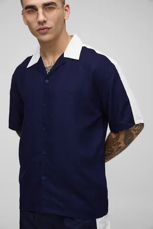 Boohoo Conjunto De Bañador Y Camisa Oversize De Viscosa Con Mangas Cortas Y Corte Cosido