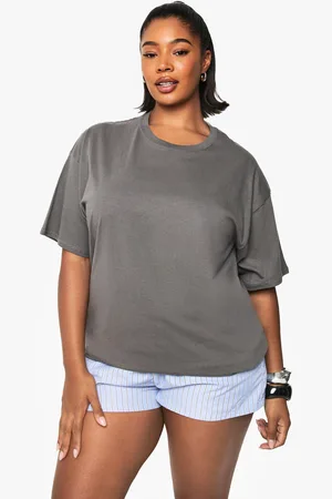 Boohoo Camiseta Plus Oversize Con Estampado Celeste