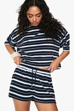 Boohoo Pantalón Corto De Felpa Con Rayas