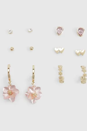 Boohoo Pack De 6 Pendientes Con Corazón Y Flor