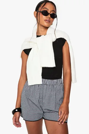 Boohoo Pantalones Cortos De Cuadros Vichy Con Ribete De Bordado Inglés