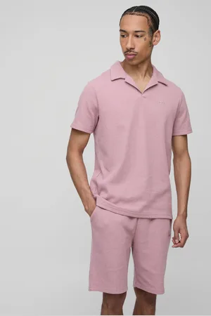 Boohoo Conjunto De Pantalón Corto Y Polo Ajustado Man De Tela Gofre Con Solapas