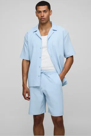 Boohoo Conjunto Oversize De Pantalón Corto Y Camisa Plisada Con Solapas