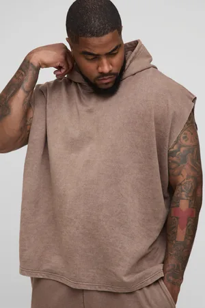 Boohoo Sudadera Plus Oversize Recta Sin Mangas Con Capucha Y Lavado De Ácido