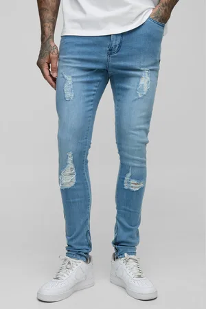 Boohoo Vaqueros Tall Súper Pitillo Rotos Con Cremallera En El Bajo