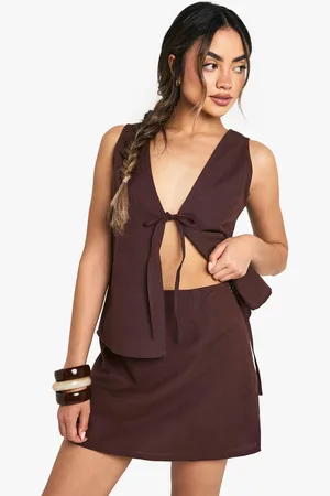 Boohoo Minifalda De Lino Con Corte En A