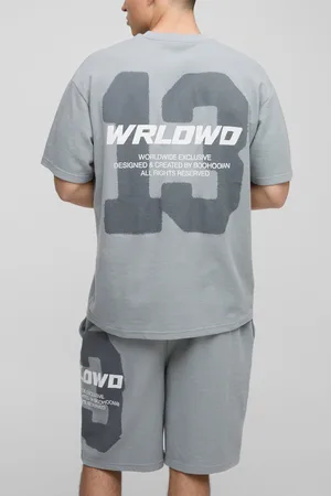 Boohoo Conjunto Oversize De Pantalón Corto Y Camiseta De Tela Gofre Con Estampado 13