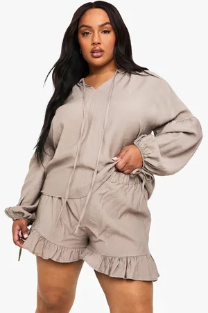Boohoo Blusa Plus Efecto Lino Con Atadura Frontal