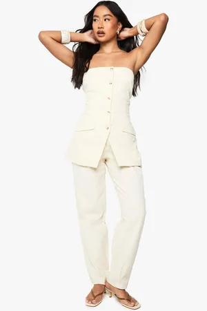 Boohoo Pantalón Entallado De Lino Con Pernera Recta
