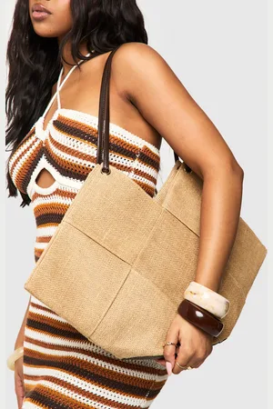 Boohoo Bolso Tote De Rafia