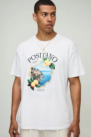 Boohoo Camiseta Oversize Blanca Con Estampado Gráfico De Positano Y Limón