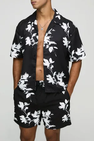 Boohoo Conjunto Oversize De Bañador Y Camisa Recta De Viscosa Con Estampado