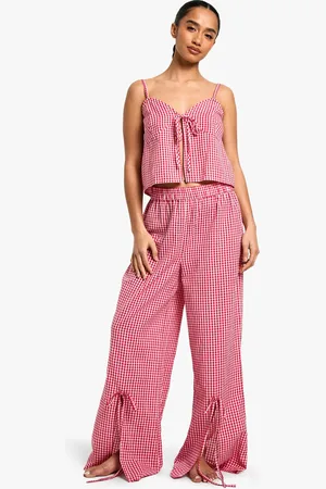Boohoo Pijama Petite De Pantalón Largo Y Camisola Con Estampado De Cuadros Vichy