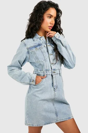 Boohoo Vestido Camisero Vaquero Estilo Western