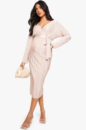 Boohoo Vestido Premamá Midi Plisado Con Cinturón