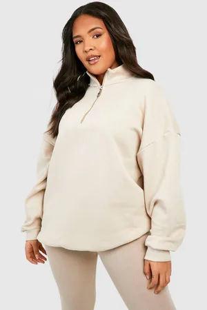 Boohoo Sudadera Plus Oversize Con Cremallera A La Mitad