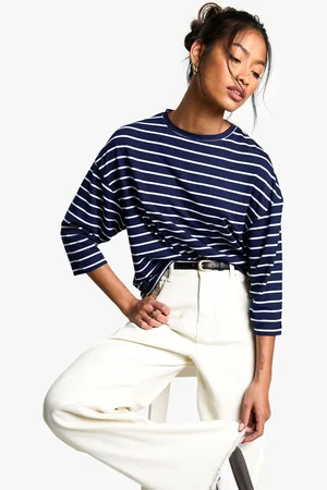 Boohoo Top Crop De Manga Larga Con Rayas En Contraste
