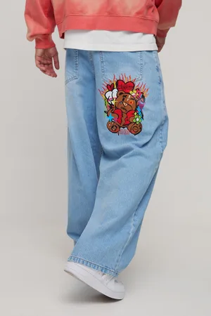 Boohoo Vaqueros Holgados Sin Tratar Con Apliques