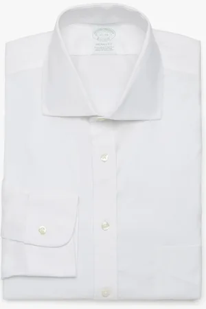 Brooks Brothers Camisa Blanca Slim Fit Non-iron De Algodón Elástico Con Cuello Semifrancés - Hombre Camisas De Vestir 18