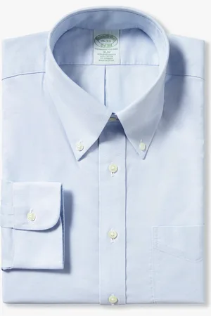 Brooks Brothers Camisa De Algodón Elástico Azul Claro Non-iron Corte Slim Con Cuello Button Down - Hombre Camisas De Vestir 16