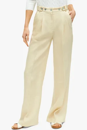 Brooks Brothers Pantalones De Pata Ancha Plisada De Lino - Mujer Pantalones 8