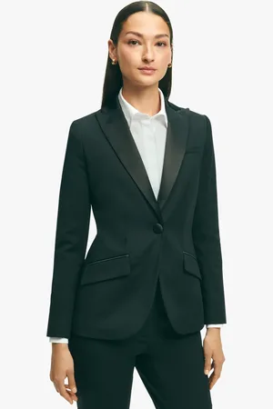 Brooks Brothers Black Stretch Wool Blend Tuxedo Jacket - Mujer Chaquetas Black 0