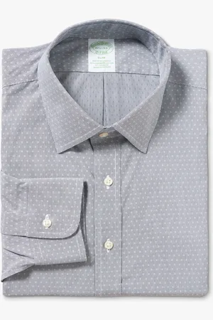 Brooks Brothers Camisa De Vestir De Algodón Elástico Gris Non-iron Corte Slim Con Cuello Ainsley - Hombre Camisas De Vestir 18