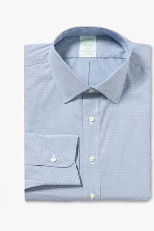 Brooks Brothers Camisa De Vestir De Algodón Elástico Azul Non-iron Corte Slim Con Cuello Ainsley - Hombre Camisas De Vestir 15